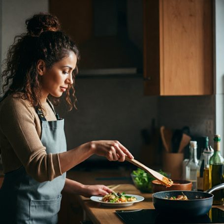 Cooking in the kitchen
